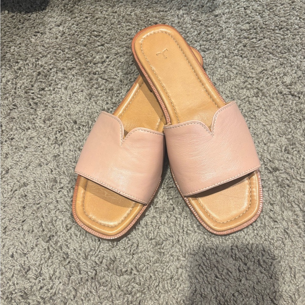 Tecovas Misty Rose Leather Slide Sandals